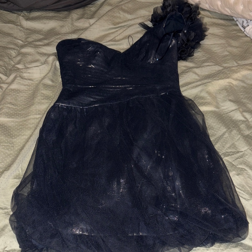 BCBG Navy One-Shoulder Dress - 4